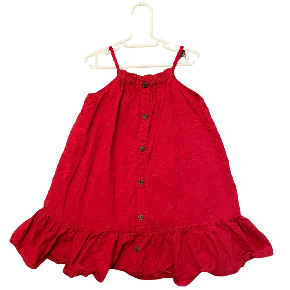Old Navy Red Linen Double Lined Smock Dress